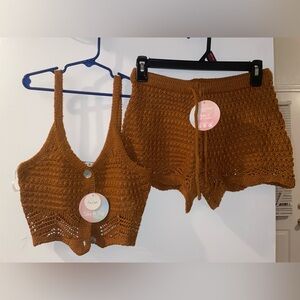 Women's Brown Knit Shorts